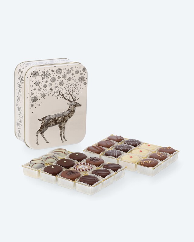 Weihnachtsdose mit Pralinen