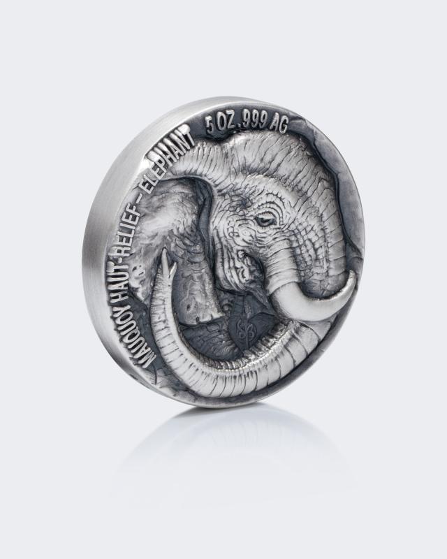 Silbermünze Relief "Elefant"