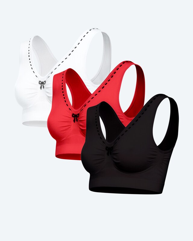 Seamless Bra mit Stickerei, 3tlg.