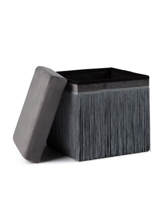 Sitz- und Aufbewahrungshocker Samt mit Fransen