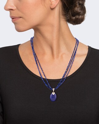 Set: Collier & Anhänger mit Lapis