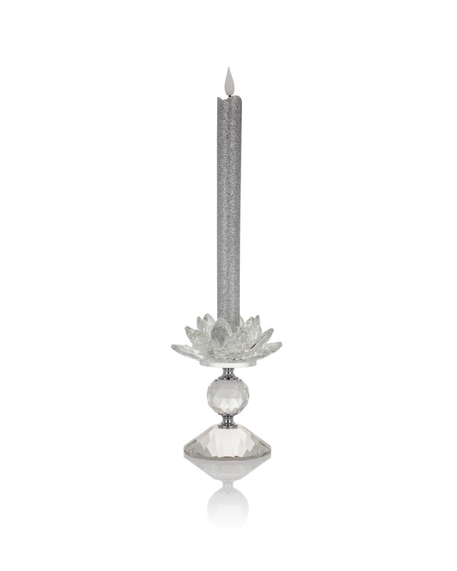 Kerzenhalter Glasblüte mit Stabkerze