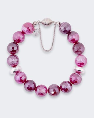 Armband mit Fuchsia Achat und Hämatit