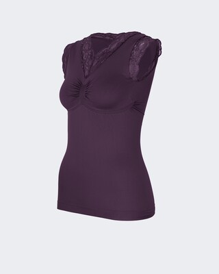 Leichttop mit Spitzenärmel und -neck