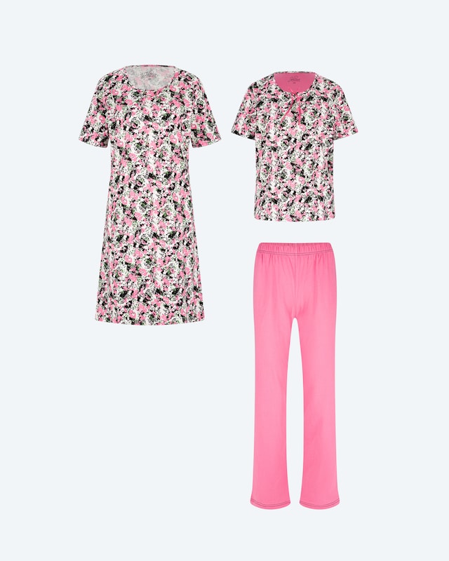 Pyjama & Nachthemd, 3tlg.