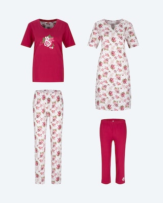 Pyjama, Hose & Nachthemd, 4tlg.