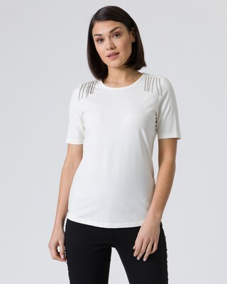 Shirt mit Strass-Fransen