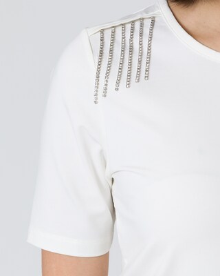 Shirt mit Strass-Fransen