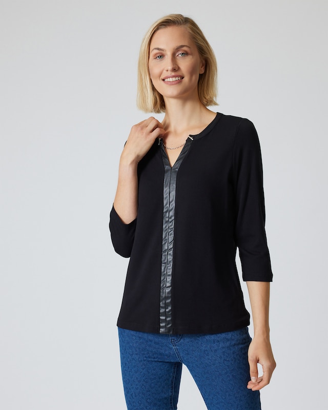 Shirt mit Lederimitat-Details