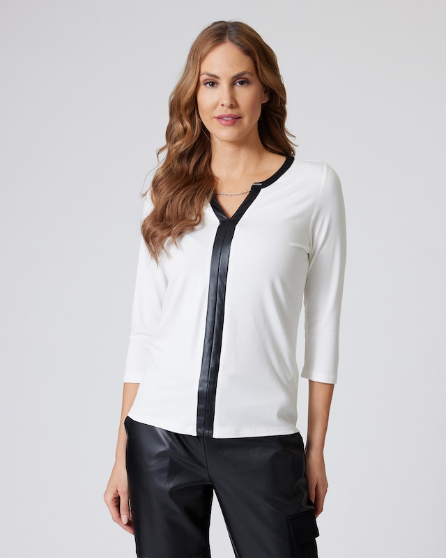 Shirt mit Lederimitat-Details