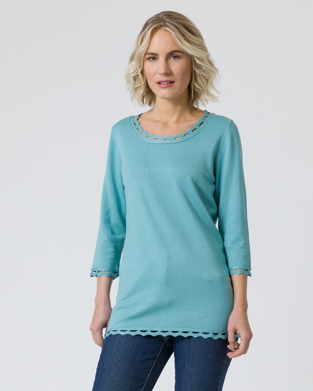 Longpullover mit Muschelsaum