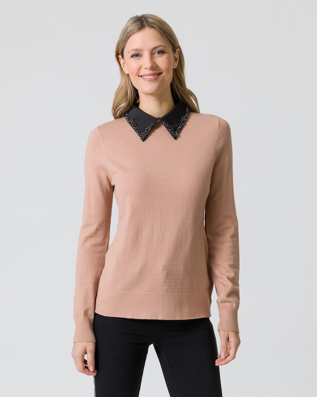 Pullover mit Blusenkragen