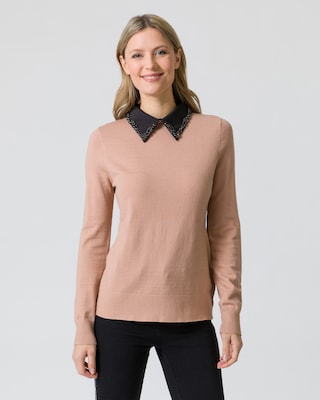 Pullover mit Blusenkragen