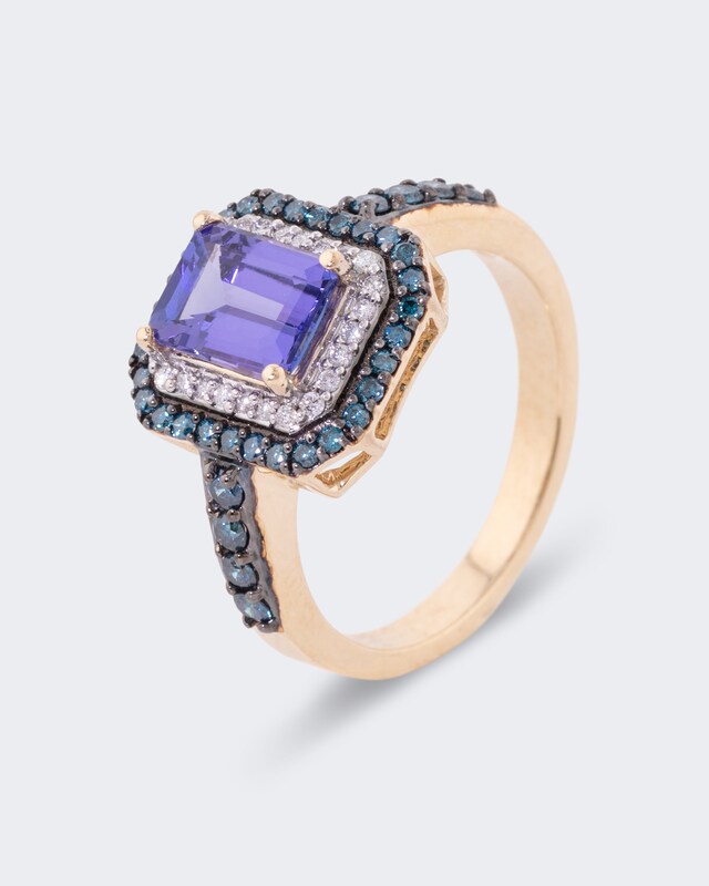 Ring mit Tansanit AAAA und Brillant