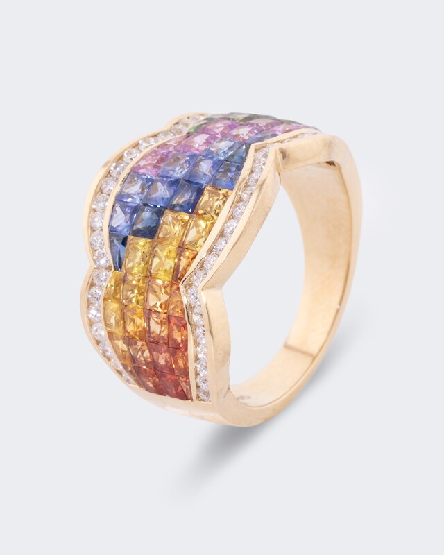 Ring mit Multi Saphir und Brillant