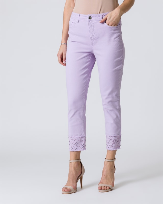 Twill-Hose mit Fransen