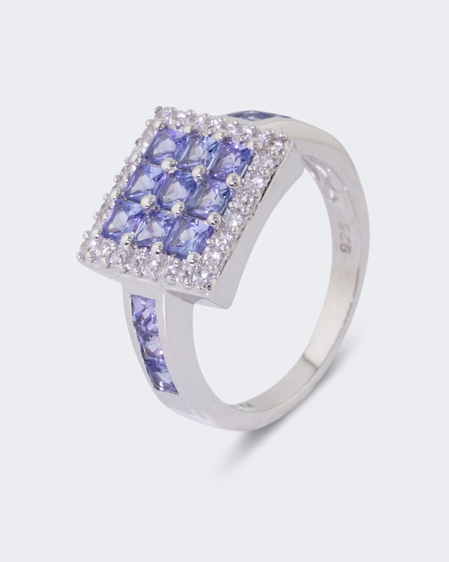 Ring mit Tansanit AA+ und Zirkon