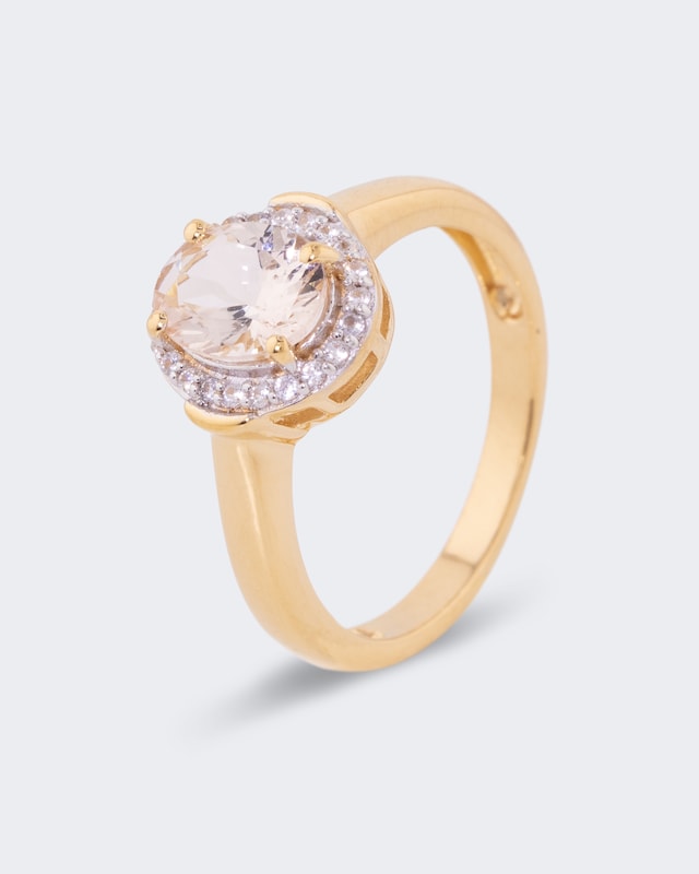 Goldring mit Morganit und Zirkon