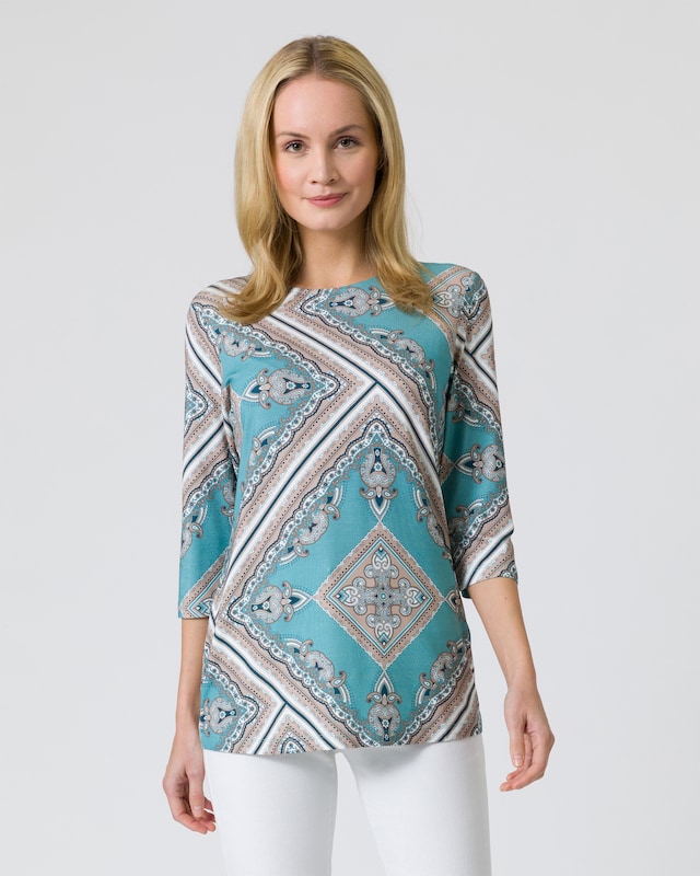 Midi-Shirt mit Foulard-Druck