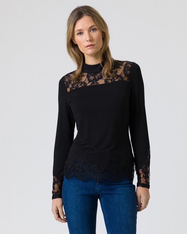 Shirt mit Spitzeneinsätzen