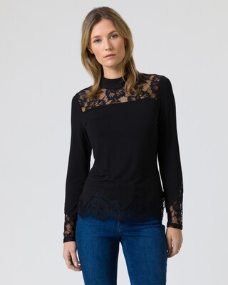 Shirt mit Spitzeneinsätzen