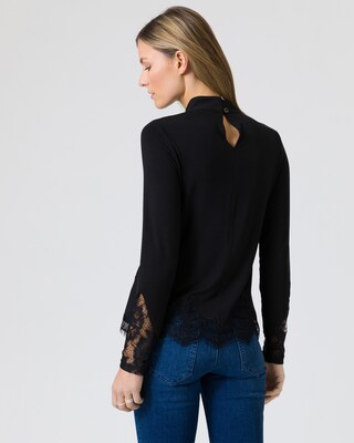 Shirt mit Spitzeneinsätzen