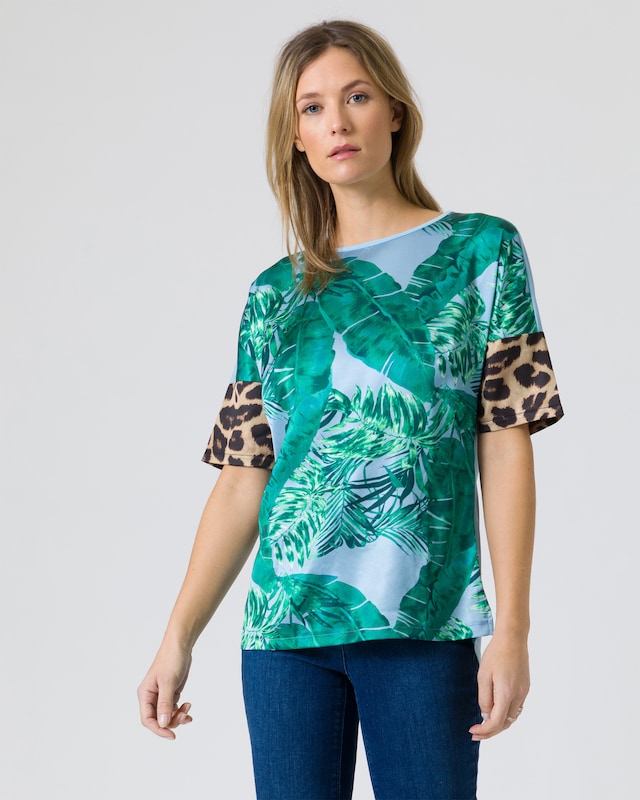 Shirt im Materialmix