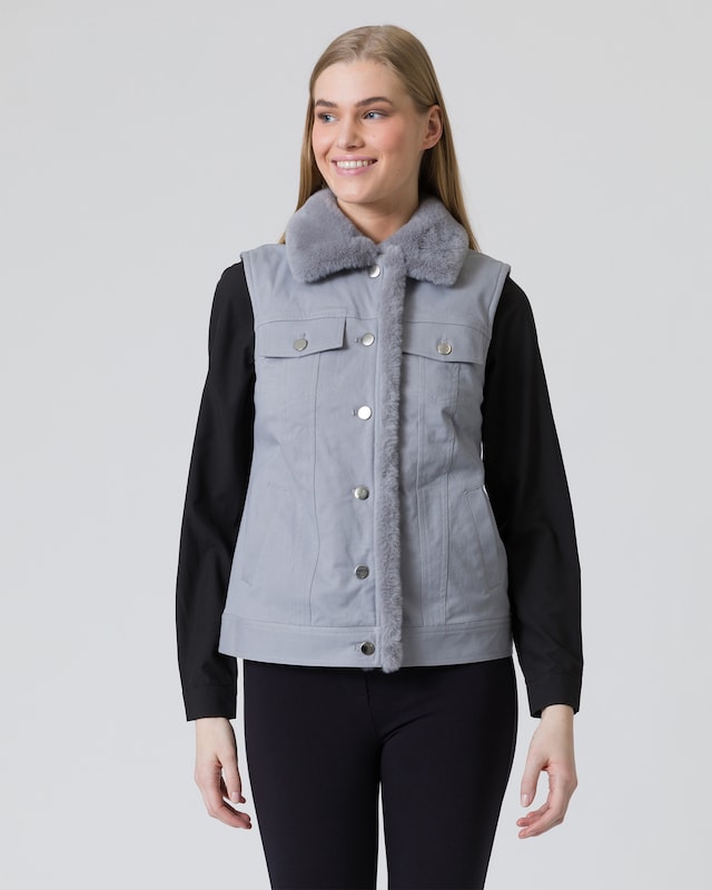 Jeansweste mit Webpelz
