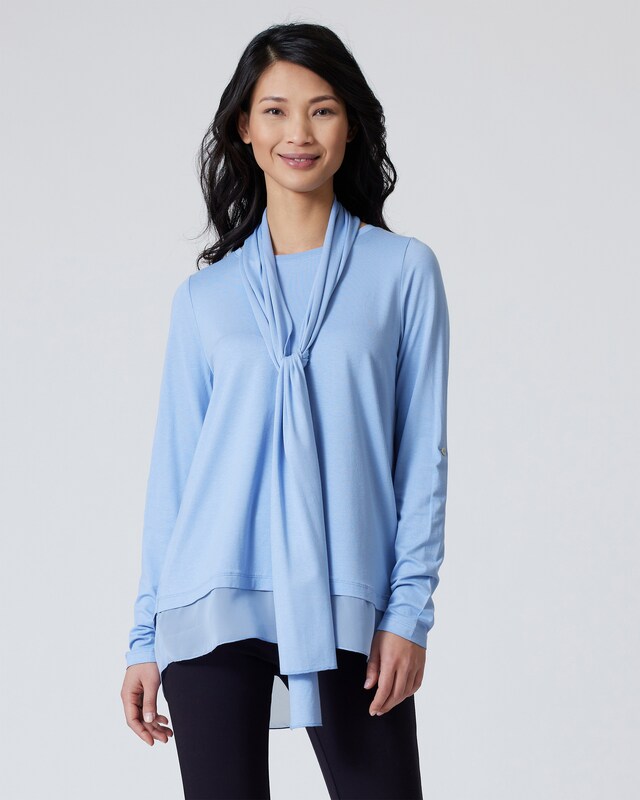Shirt mit Chiffoneinsatz & Schal