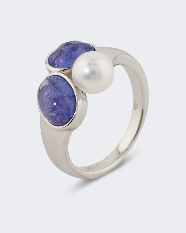 Ring mit Tansanit & Perle