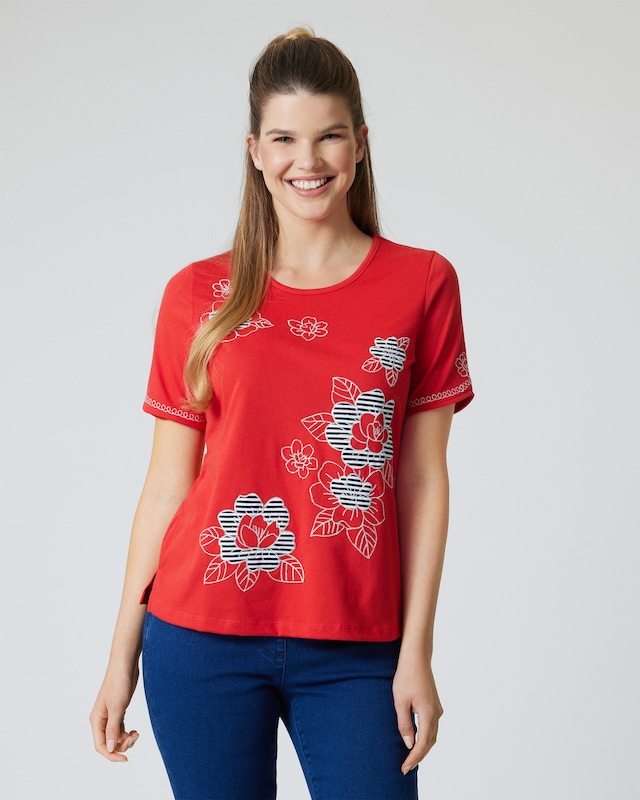 Shirt mit Blumenstickerei
