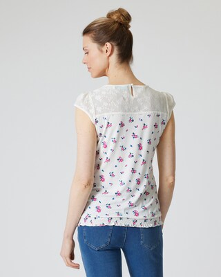 Shirt mit Spitze und Blumendruck