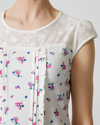 Shirt mit Spitze und Blumendruck