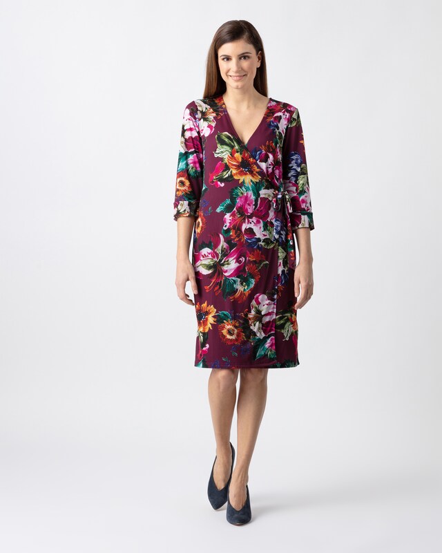 Wickelkleid mit Blütendruck