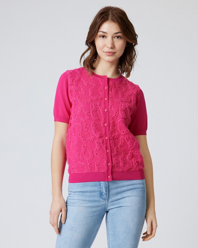Cardigan mit Blüten-Mesh