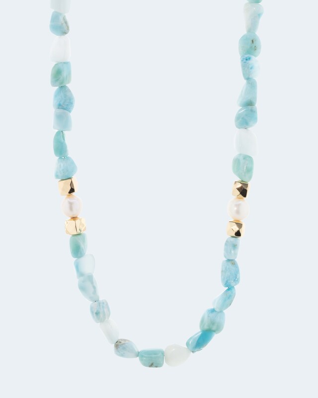 Collier mit Larimar und Hämatit