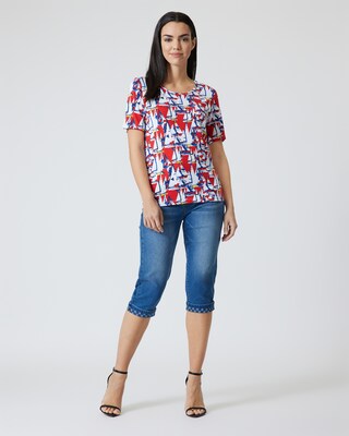 Capri Denim mit Umschlag