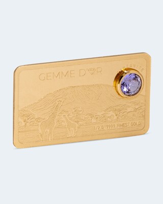 "Gemme d ´Or" Goldbarren mit Tansanit und Album