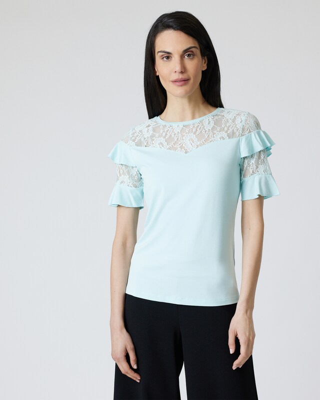 Shirt mit Volant und Spitze