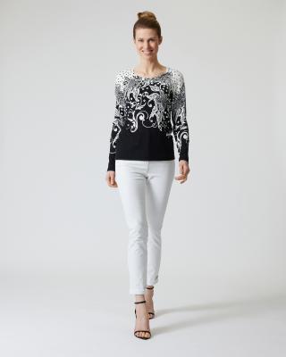 Pullover mit Blüten- und Punktedruck