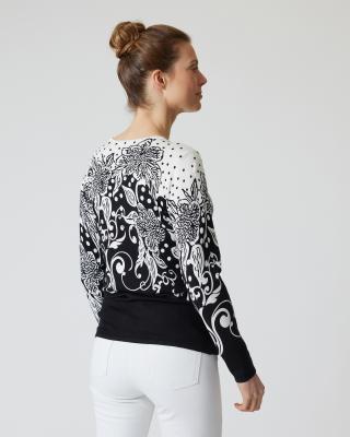 Pullover mit Blüten- und Punktedruck