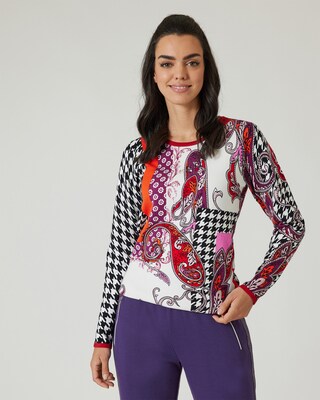 Classic Pullover mit Hahnentritt/Paisley Muster