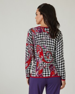 Classic Pullover mit Hahnentritt/Paisley Muster