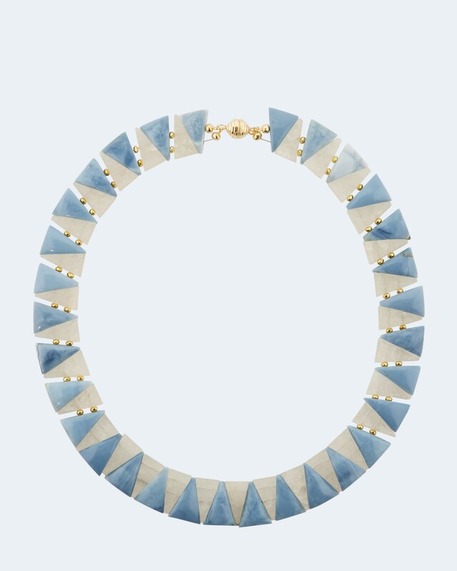 Collier mit Opal, Bergkristall und Pyrit
