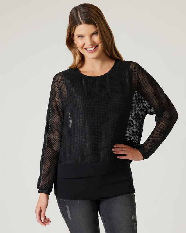 Zwei-Lagen-Shirt mit Chiffon