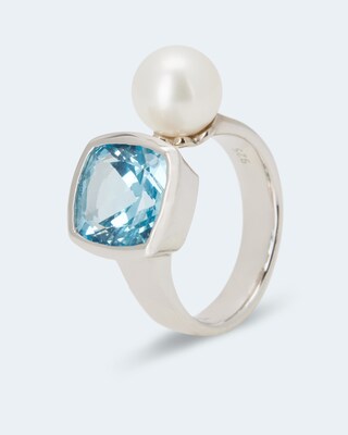 Ring mit Topas & SWZ-Perle 8mm