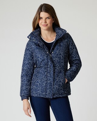 Steppjacke mit Allover-Print