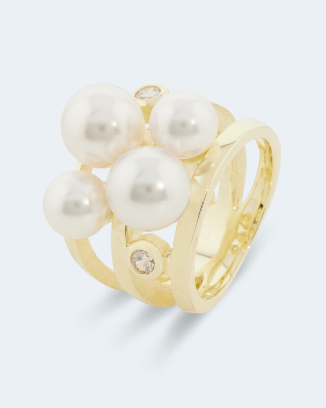 Ring mit MK-Perlen + Zirkonia
