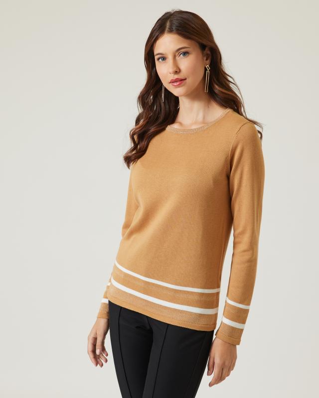Rippstrick-Pullover mit Streifen