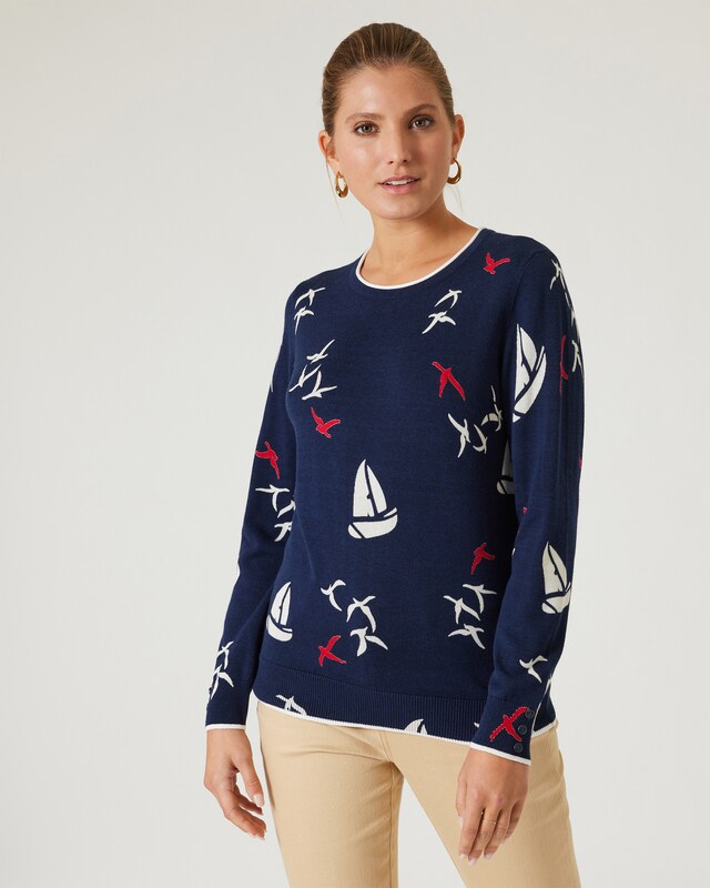 Pullover mit maritimem Druck